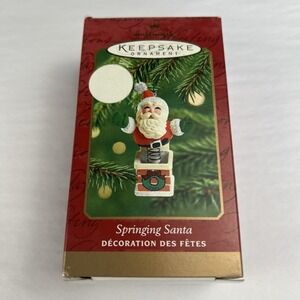 Vintage Hallmark Keepsake 2001 Springing Santa Ornament Santa Claus Chimney